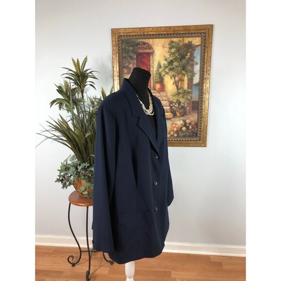 Sag harbor Women Plus 22W Jacket Navy Blue Lapel Notch Collar 3 Button Closure - Picture 9 of 9